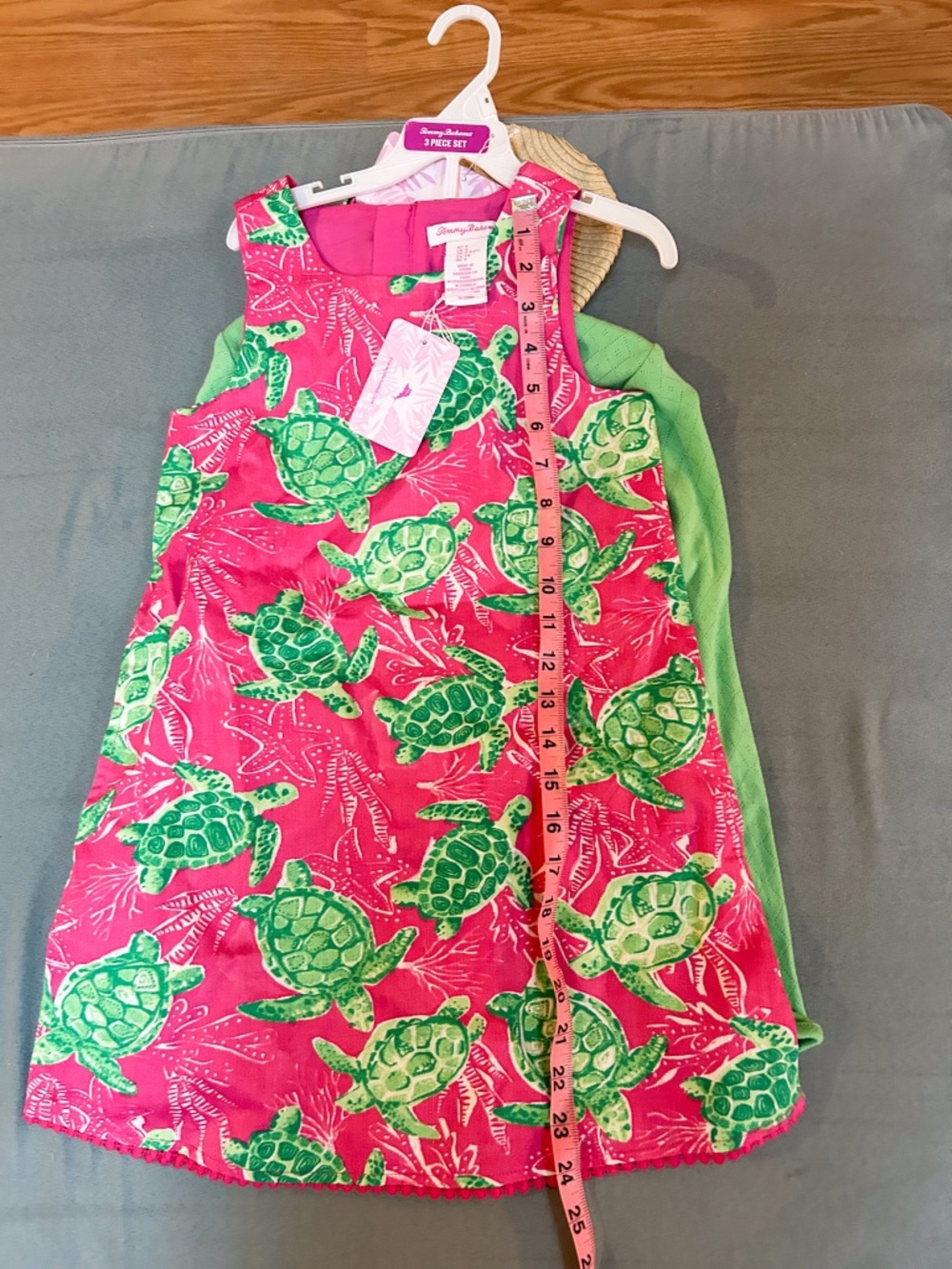 NWT Tommy Bahama kids sea turtle dress, hot pink & green-sz 6, purse&cardigan - Picture 10 of 10
